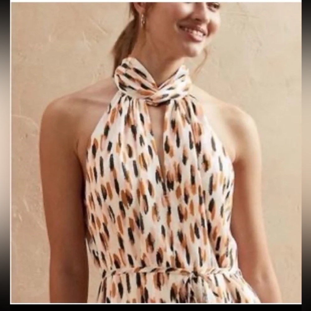 NWT Banana Republic Twist Neck Satin Colorful Print Midi Dress 
size Medium - Picture 5 of 12